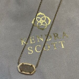 Authentic Kendra Scott Elisa Gold Pendant Necklace in Iridescent Drusy